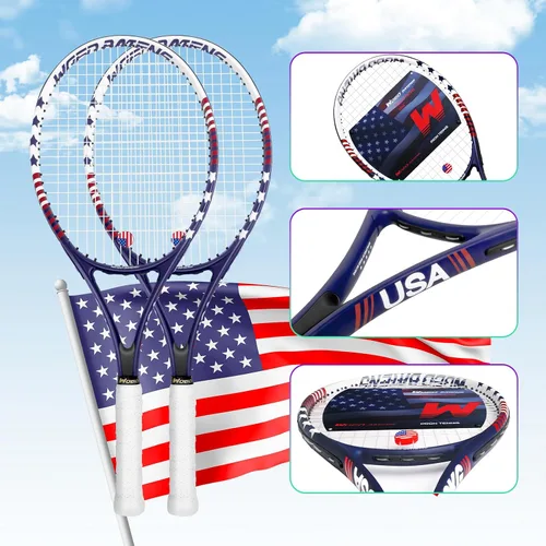 Vista 2 de Juego de raquetas de tenis para adultos de 27 pulgadas, incluye raqueta de tenis, pelotas de tenis, amortiguadores de vibración, bolsa de tenis