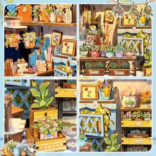 Vista 4 de Kit de Rincón de Libros, Kits de Casa en Miniatura DIY para Adultos y Adolescentes, Casa de Muñecas Pequeña Booknook Casa de Jardín Estantería
