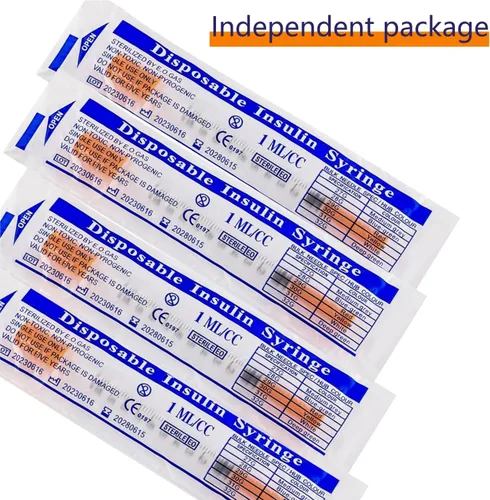 Vista 3 de Paquete de 100 jeringas de 1/2 ml/cc de 31Ga para suministros de laboratorio, empaquetadas individualmente