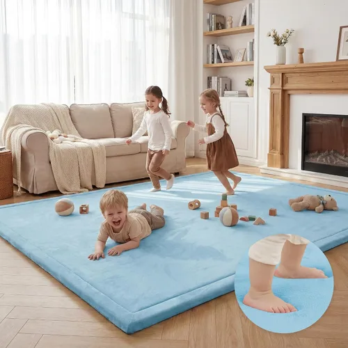 Vista 69 de Huloo Sleep - Tapete de juego para la habitación de bebés y niños pequeños, anticaídas, de espuma elástica de 1.3" de grosor, 28" x 72", terciopelo