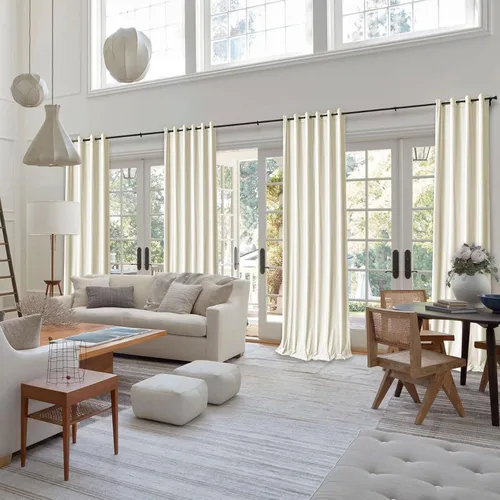 Vista 8 de Frelement Cortinas extralargas de terciopelo de felpa para techos altos, cortinas de oscurecimiento de la habitación, cortinas con ojales