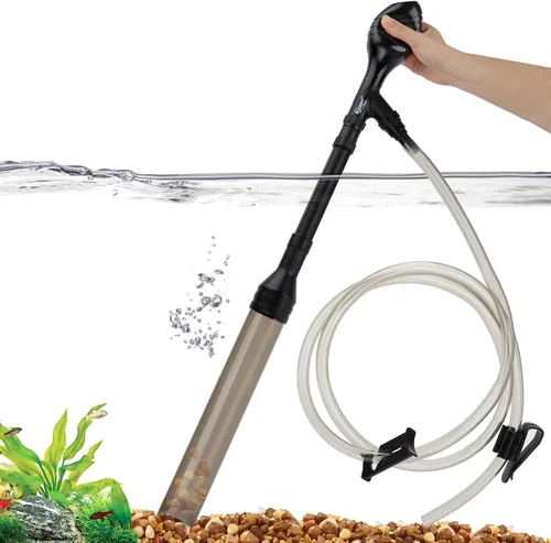Vista 7 de hygger Aspiradora de grava pequeña para acuario, limpiador manual de grava de acuario de 80 GPH, cambiador de agua de bajo nivel de agua, limpiador