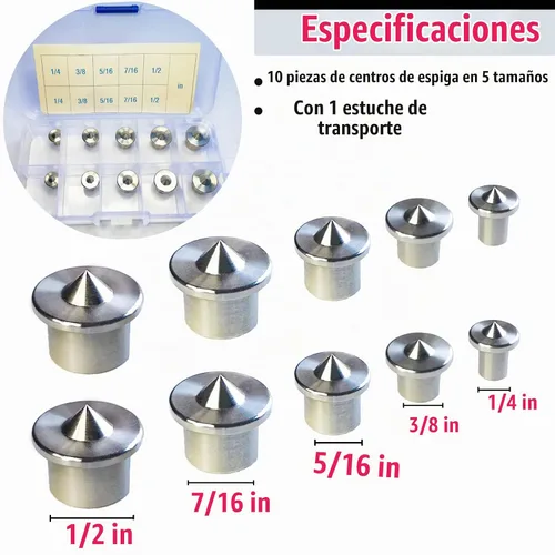 Vista 7 de Juego de 10 centros de clavija de acero inoxidable para perforar agujeros con punta afilada para herramientas de carpintería, clavijas sólidas
