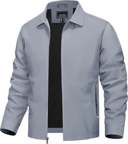 Vista 10 de TACVASEN Chaqueta Cortavientos Ligera para Hombre con Cremallera Completa Cuello Plegable Chaquetas Abrigo Casual Ligero con Bolsillos con Cremallera