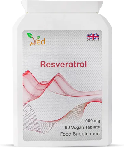 Vista 2 de Ved RESVERATROL 1000 mg 90 Tableta, antioxidantes potentes y promueve el antienvejecimiento, soporte cardiovascular, suministro de 90 días por