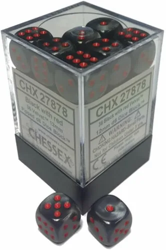 Vista 3 de DND - Juego de dados Chessex D&D de 0.472 in, juego de dados poliédricos de plástico de terciopelo negro y rojo, dados de mazmorras y dragones