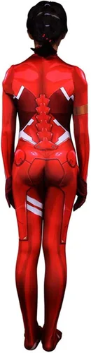 Vista 4 de HBMaida Darling in The FRANXX 02 Zero Two Body Mallas Zentai Cosplay Disfraz para adultosniños, estilo 3D (mujer, XL, rojo)