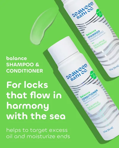 Vista 2 de Seaweed Bath Co. - Juego de champú y acondicionador de equilibrio - Menta de eucalipto - Cuidado nutritivo del cabello con vitamina E, aceite