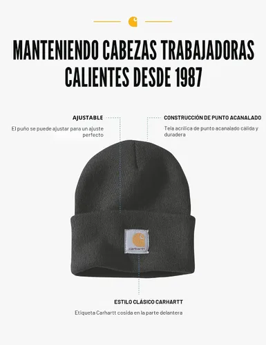 Vista 2 de Carhartt Men's Iconic A18 Watch Cap Beanie Negro