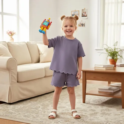 Vista 3 de Aalizzwell Traje de verano para niña pequeña 2-5T Púrpura