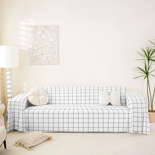 Vista 27 de Erosebridal Funda de sofá de lunares de 71 x 91 pulgadas, funda de sofá con lunares geométricos, funda de sofá moderna de estilo rústico con Blanco