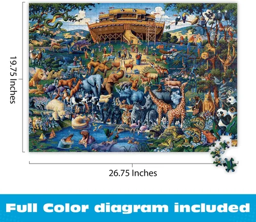 Vista 3 de Buffalo Games - Rompecabezas de 1000 piezas - Rompecabezas Dowdle Noah's Ark - Caja de papel de aluminio de alta calidad con póster de referencia