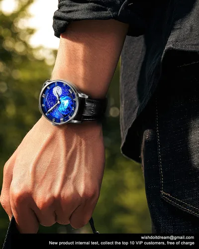 Vista 5 de WISHDOIT Relojes mecánicos automáticos para hombre acero inoxidable impermeable cuerda automática cielo estrellado reloj de lujo para hombre