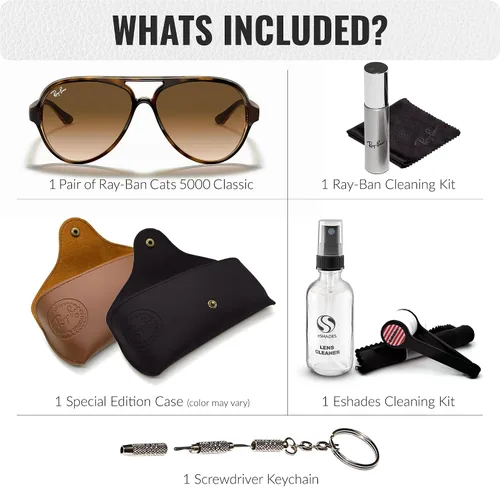 Vista 2 de Ray-Ban RB4125 CATS 5000 CLASSIC Pilot Shaped Sunglasses for Men & Women with Official RAYBAN Eyewear Kit