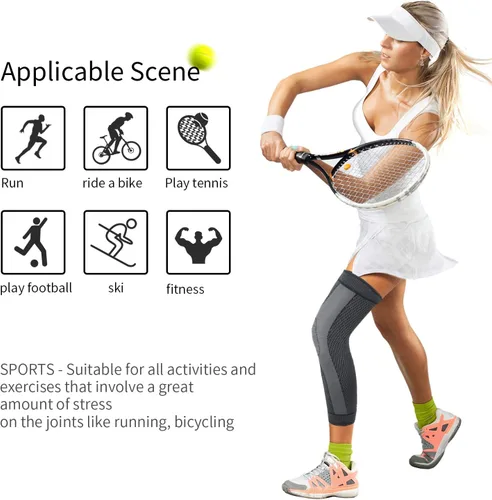 Vista 9 de SKDK - Perneras de compresión para proteger piernas y rodillas, para hombres y mujeres, baloncesto, artritis, ciclismo, fútbol, reducir las venas