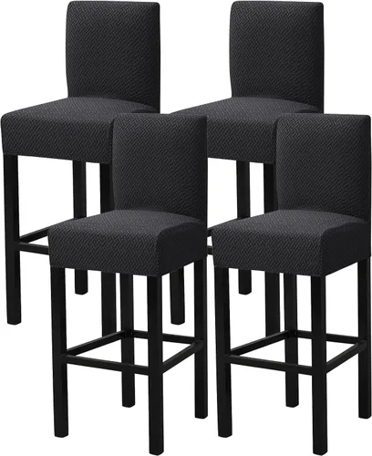 Vista 11 de Gollense Juego de 4 fundas para taburetes de bar con respaldo, fundas elásticas de jacquard para taburetes de bar, fundas de asiento lavables