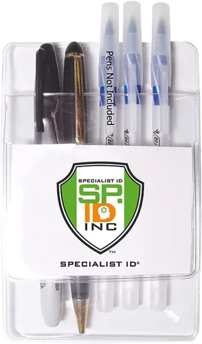 Vista 8 de Protector de bolsillo resistente con soporte horizontal para tarjetas de identificación, organizador de bolsillo de plástico transparente