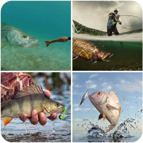 Vista 6 de GOANDO Fishing Lures Kit for Freshwater Bait Tackle Kit for Bass Trout Salmon Fishing Accessories Tackle Box Including Spoon Lures Soft Plastic