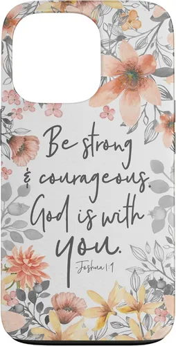 Vista 10 de Funda para iPhone 17 con cita cristiana de Joshua 1:9 con diseño de acuarela bonita floral