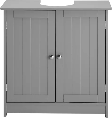 Vista 9 de VINGLI Armario de baño para debajo del fregadero, fregadero de pedestal, organizador de almacenamiento independiente con 2 puertas, estante