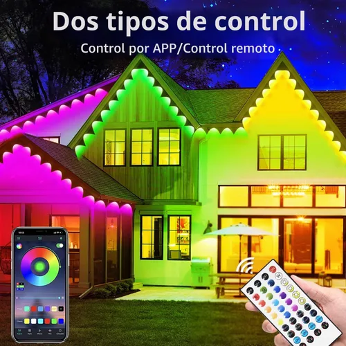 Vista 2 de Luces permanentes para exteriores de 300 pies, luces LED impermeables IP67, luz exterior con aplicación/control remoto, luces permanentes de Navidad