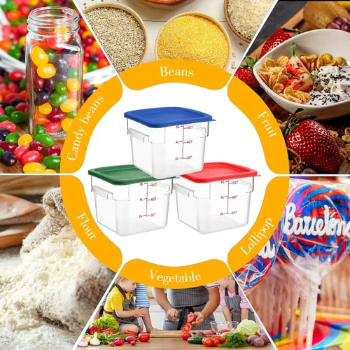 Vista 7 de Hsei 6 juegos de recipientes comerciales de almacenamiento de alimentos de 6 cuartos de galón con tapas y 6 cucharas de plástico para congelador