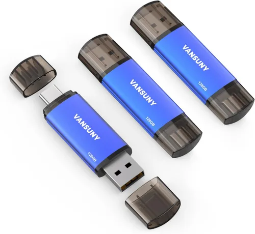 Vista 9 de Vansuny Unidad flash USB tipo C de 32 GB 2 en 1 USB A + cinta C OTG Flash Drive para Android Smartphone Tablet Computadora Portátil (azul)
