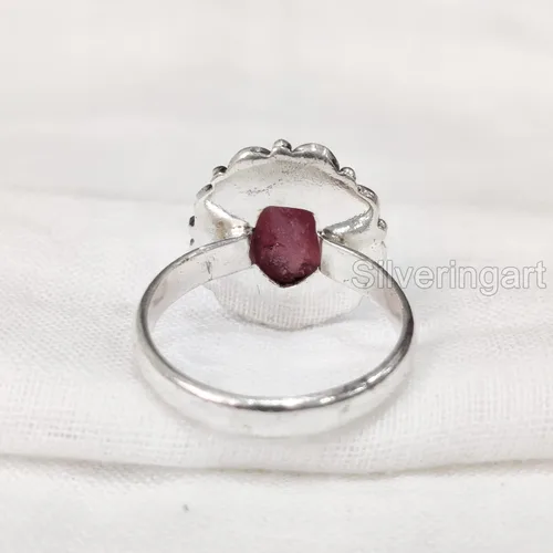 Vista 5 de AAA Natural Ruby Ring, Rough Ruby Gemstone Ring, July Birthstone, Bohemian Ring, 925 Sterling Silver, Womens Ring, Christmas, Thanksgiving