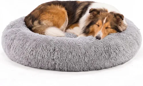 Vista 13 de NEWBULIG 37x37 Inch Donut Dog Bed for Indoor Use, Fluffy Large Pet Sofa Marrón