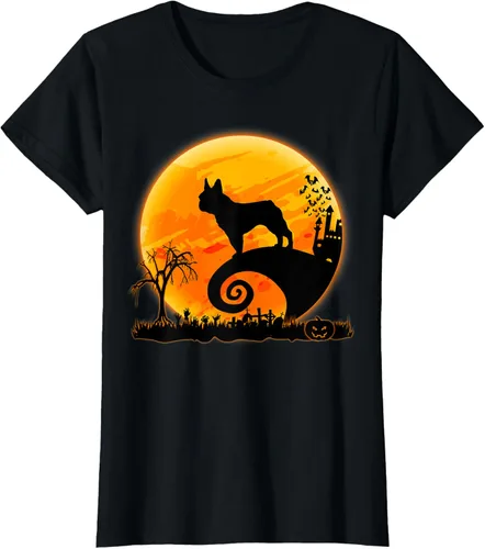Vista 35 de Camiseta divertida de disfraz de Halloween para perro y luna de Bulldog francés, Negro, S