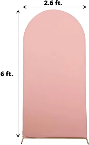 Vista 3 de Efavormart - Cubierta de fondo de elastano rosa polvorienta de 6 pies, ajuste personalizado de 2 caras, funda de arco superior redonda