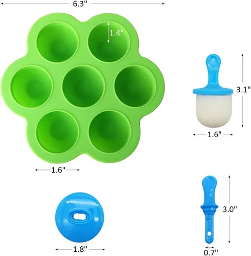 Vista 8 de Mini molde de silicona para paletas, molde para paletas de hielo de 7 cavidades con palitos de plástico coloridos, fabricantes de paletas