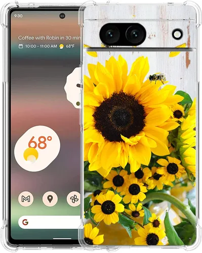 Vista 26 de Funda para Google Pixel 7a, diseño de mariposas azules, rosas, protección contra caídas, a prueba de golpes, TPU de cuerpo completo, resistente a