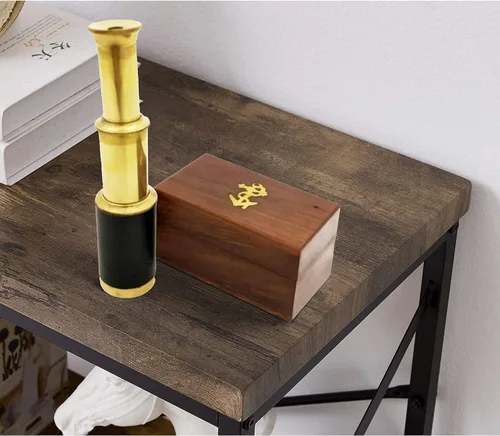 Vista 7 de Explore, Handheld Brass Pirate Navigation Telescopio con caja de madera, 6", Brass
