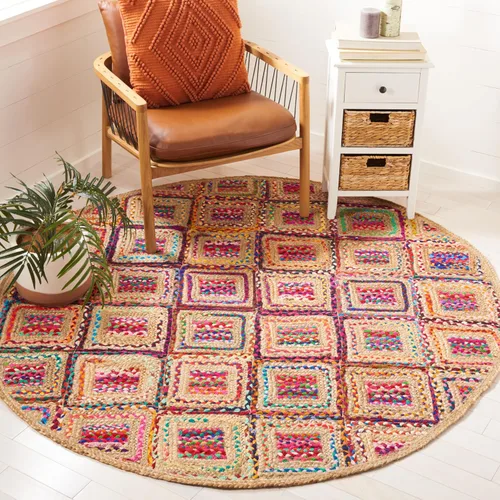 Vista 17 de Safavieh - Colección Cape Cod CAP354A - Tapete tejida a mano en algodón natural y azul, Yute