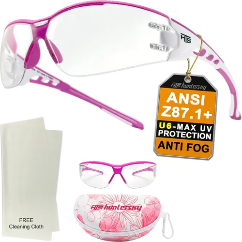 Vista 16 de HTS HUNTERSKY Gafas de seguridad de tiro envolventes U6 transparentes, antiniebla y antiarañazos, ligeras y súper flexibles con ANSI Z87.1