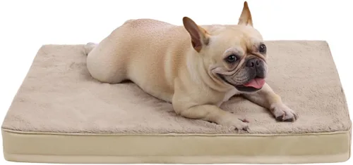 Vista 26 de KSIIA - Cama ortopédica para jaula de perro, impermeable, para perros pequeños, de felpa, lavable, con espuma tipo caja de huevo y funda Negro