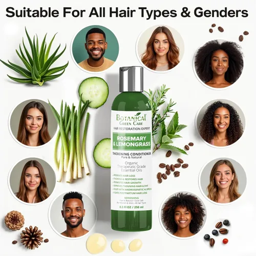 Vista 4 de Acondicionador de romero y citronela para adelgazar el cabello, producto espesante para mujeres y hombres, crecimiento del cabello