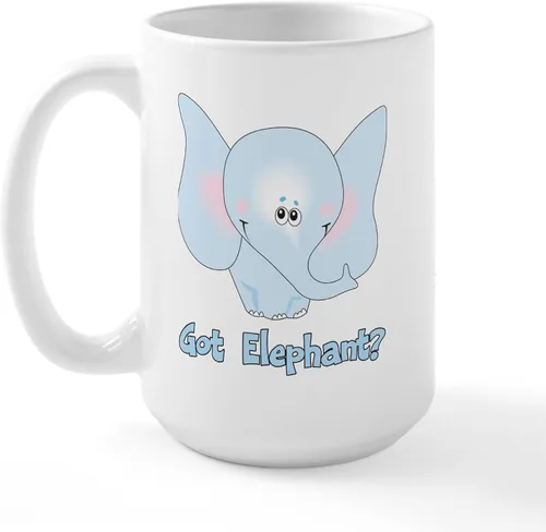 Vista 24 de CafePress Blue Elephant - Taza de café de cerámica de 15 oz (15.0 fl oz)