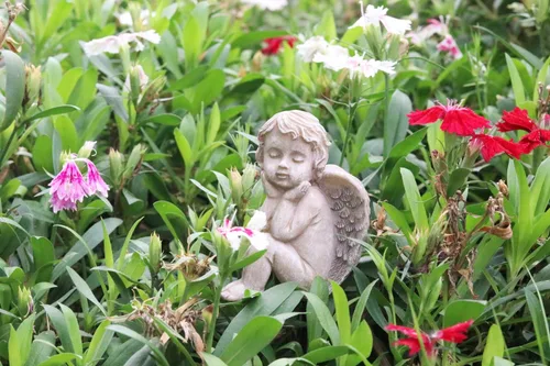 Vista 6 de MUAMAX Juego de 2 estacas decorativas para jardín de ángeles, adornos de ángel de jardín en miniatura, estatua conmemorativa de ángel, accesorios