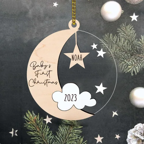 Vista 11 de NAZENTI Adorno de cerámica personalizado para bebé recién nacido, estadísticas de nacimiento, regalo de nueva mamá, primera Navidad del bebé
