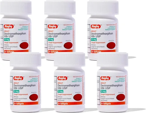 Vista 9 de Rugby Adult Dextromethorphan HBr USP 15 mg – Supresor de tos no somnoliento – Alivia la tos hasta 8 horas – 20 cápsulas blandas (paquete de 1)