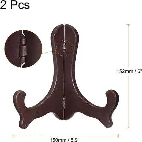 Vista 2 de uxcell 2pcs 6" soporte de placa de caballete, soporte de exhibición plegable de plástico marrón para marco de imagen decorativo