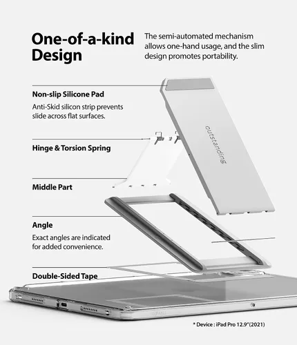 Vista 3 de Ringke Fusion Plus con funda + soporte excepcional, compatible con iPad Pro 12.9 (6ª generación 2022, 5ª generación 2021), funda transparente
