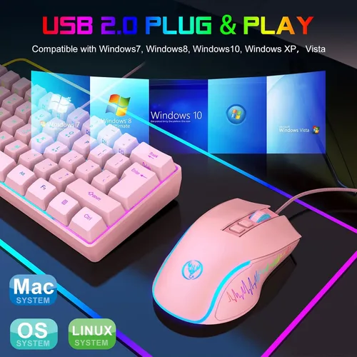 Vista 6 de Atrasee Ratón profesional para juegos con cable con 6 niveles de DPI hasta 7200, 7 retroiluminación RGB programable, 7 botones, mouse óptico USB