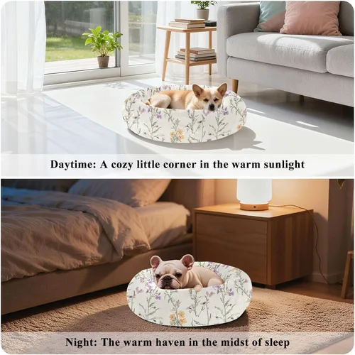 Vista 4 de Pet Dog Beds Anti-Slip Fluffy Dog & Cat Cushion for Small Size Pets Sleeping XS Retro Snapdragon Neutral