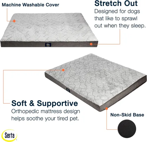 Vista 3 de Serta Cama ortopédica acolchada para perros con parte superior para mascotas - Gris pizarra (XL)