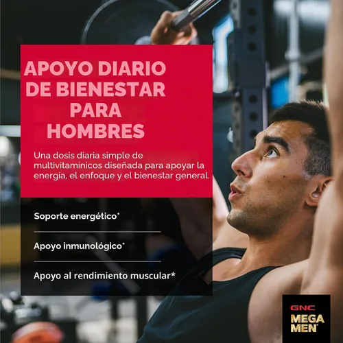 Vista 2 de GNC Mega Men Sport Multivitamínico Rendimiento, función muscular y salud general 90