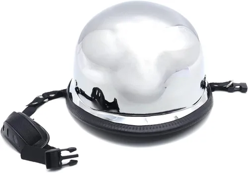 Vista 5 de (Talla L) Casco plateado DOT motocicleta alemán de media cara Biker Street Chopper Cruise [P/N: MT506-003-L-CD] Talla grande