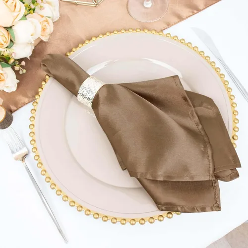 Vista 35 de Efavormart - Servilletas de lino de satén de terracota de 20 x 20 pulgadas para decoración de bodas, cumpleaños, restaurantes, fiestas, 25
